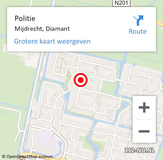 Locatie op kaart van de 112 melding: Politie Mijdrecht, Diamant op 23 september 2022 18:06