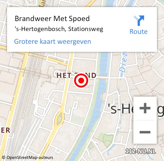 Locatie op kaart van de 112 melding: Brandweer Met Spoed Naar 's-Hertogenbosch, Stationsweg op 23 september 2022 18:07