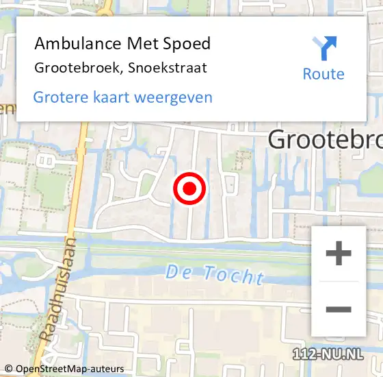 Locatie op kaart van de 112 melding: Ambulance Met Spoed Naar Grootebroek, Snoekstraat op 23 september 2022 18:12