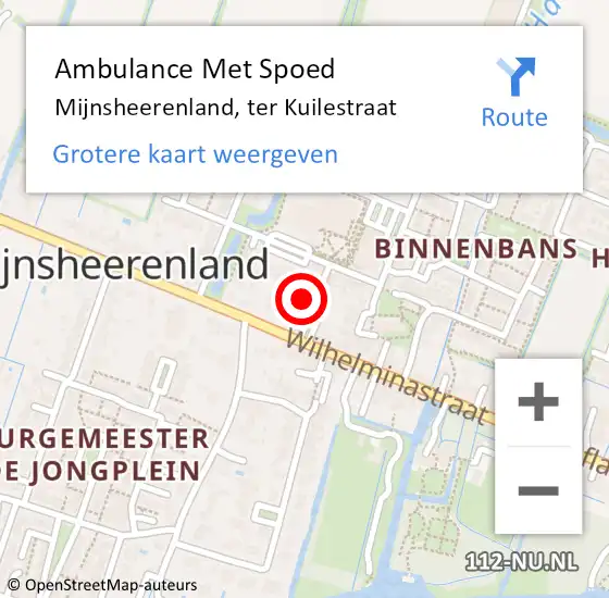 Locatie op kaart van de 112 melding: Ambulance Met Spoed Naar Mijnsheerenland, ter Kuilestraat op 23 september 2022 18:24