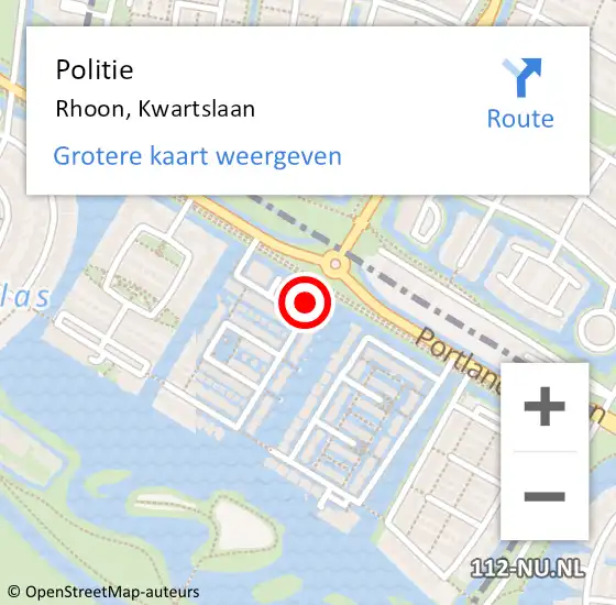 Locatie op kaart van de 112 melding: Politie Rhoon, Kwartslaan op 23 september 2022 18:39