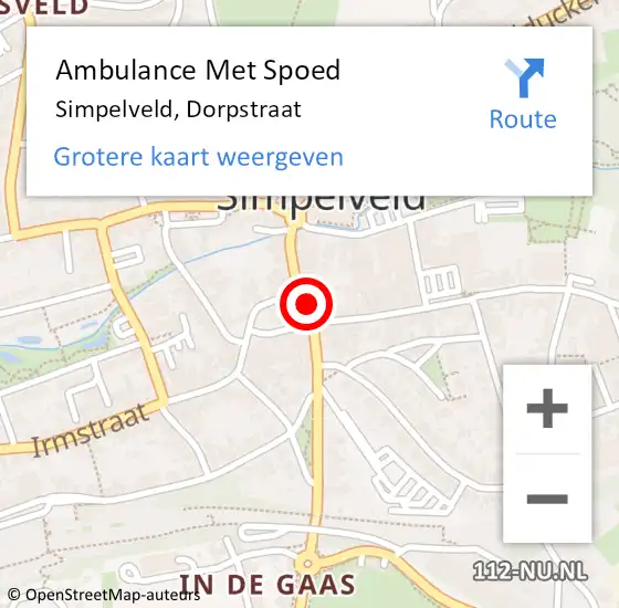 Locatie op kaart van de 112 melding: Ambulance Met Spoed Naar Simpelveld, Dorpstraat op 30 juli 2014 09:55