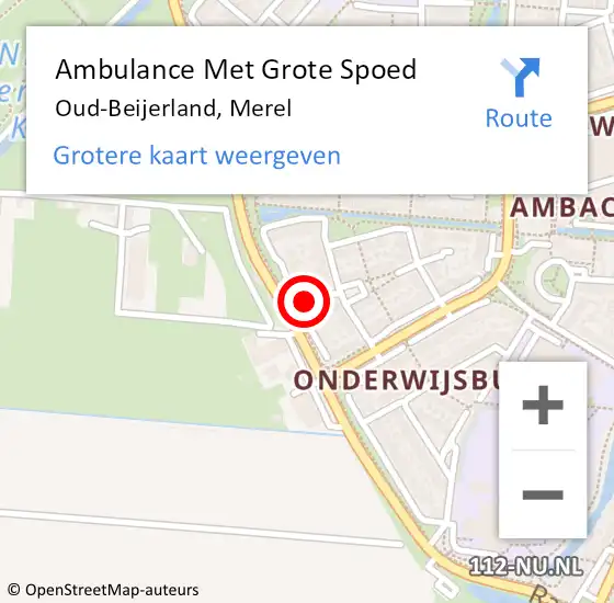 Locatie op kaart van de 112 melding: Ambulance Met Grote Spoed Naar Oud-Beijerland, Merel op 23 september 2022 19:11