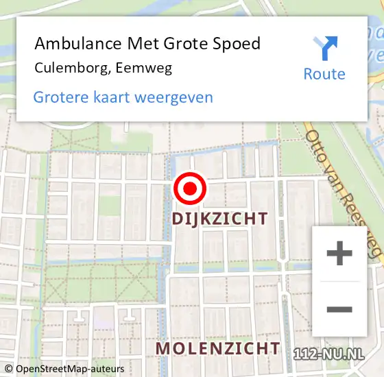 Locatie op kaart van de 112 melding: Ambulance Met Grote Spoed Naar Culemborg, Eemweg op 23 september 2022 19:24