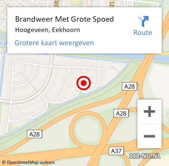 Locatie op kaart van de 112 melding: Brandweer Met Grote Spoed Naar Hoogeveen, Eekhoorn op 23 september 2022 19:36