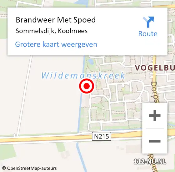 Locatie op kaart van de 112 melding: Brandweer Met Spoed Naar Sommelsdijk, Koolmees op 23 september 2022 19:38