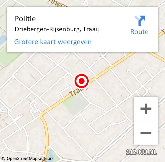 Locatie op kaart van de 112 melding: Politie Driebergen-Rijsenburg, Traaij op 23 september 2022 19:58