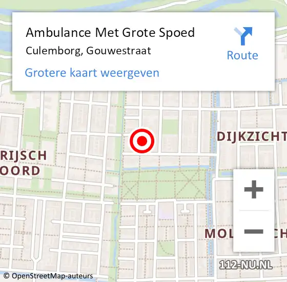 Locatie op kaart van de 112 melding: Ambulance Met Grote Spoed Naar Culemborg, Gouwestraat op 23 september 2022 21:25