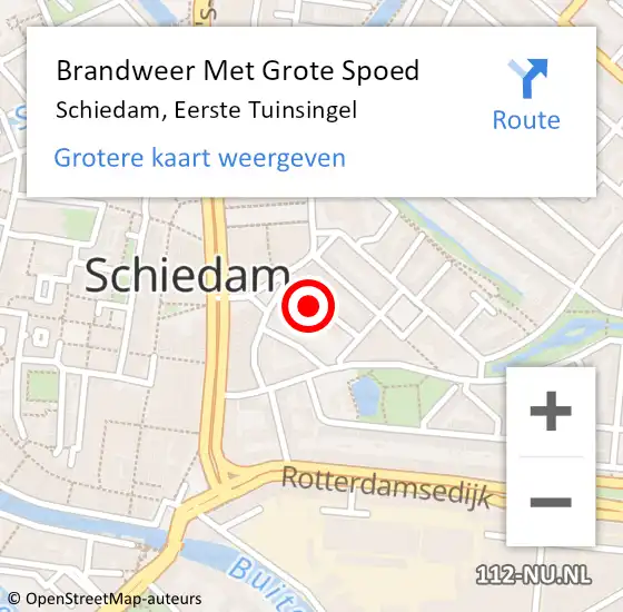 Locatie op kaart van de 112 melding: Brandweer Met Grote Spoed Naar Schiedam, Eerste Tuinsingel op 23 september 2022 21:30