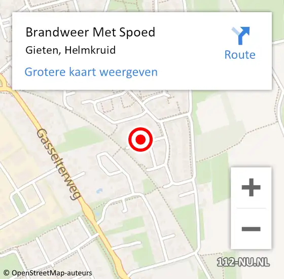 Locatie op kaart van de 112 melding: Brandweer Met Spoed Naar Gieten, Helmkruid op 23 september 2022 21:38