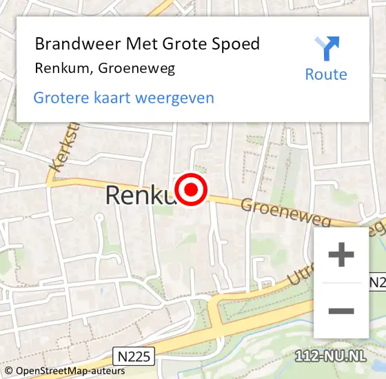 Locatie op kaart van de 112 melding: Brandweer Met Grote Spoed Naar Renkum, Groeneweg op 23 september 2022 21:42