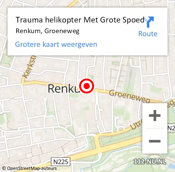 Locatie op kaart van de 112 melding: Trauma helikopter Met Grote Spoed Naar Renkum, Groeneweg op 23 september 2022 21:50