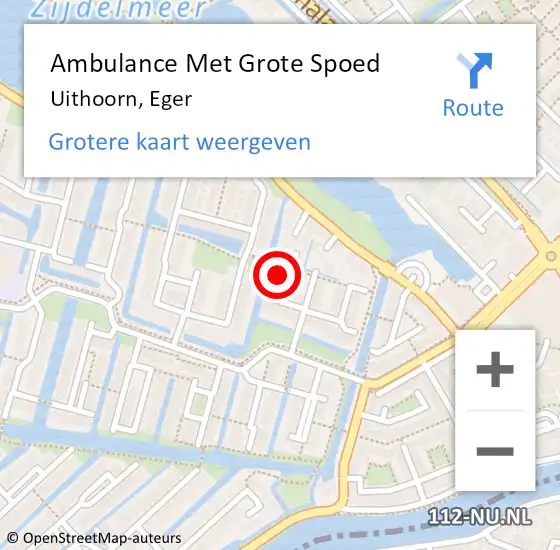 Locatie op kaart van de 112 melding: Ambulance Met Grote Spoed Naar Uithoorn, Eger op 23 september 2022 22:12