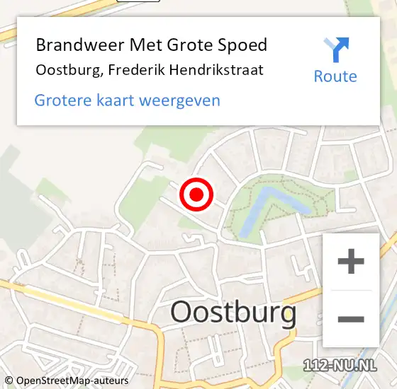 Locatie op kaart van de 112 melding: Brandweer Met Grote Spoed Naar Oostburg, Frederik Hendrikstraat op 23 september 2022 22:46