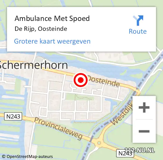 Locatie op kaart van de 112 melding: Ambulance Met Spoed Naar De Rijp, Oosteinde op 23 september 2022 22:55