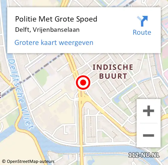 Locatie op kaart van de 112 melding: Politie Met Grote Spoed Naar Delft, Vrijenbanselaan op 23 september 2022 23:03