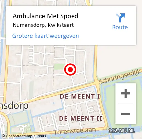 Locatie op kaart van de 112 melding: Ambulance Met Spoed Naar Numansdorp, Kwikstaart op 23 september 2022 23:05