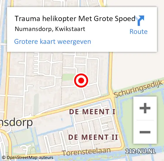 Locatie op kaart van de 112 melding: Trauma helikopter Met Grote Spoed Naar Numansdorp, Kwikstaart op 23 september 2022 23:05