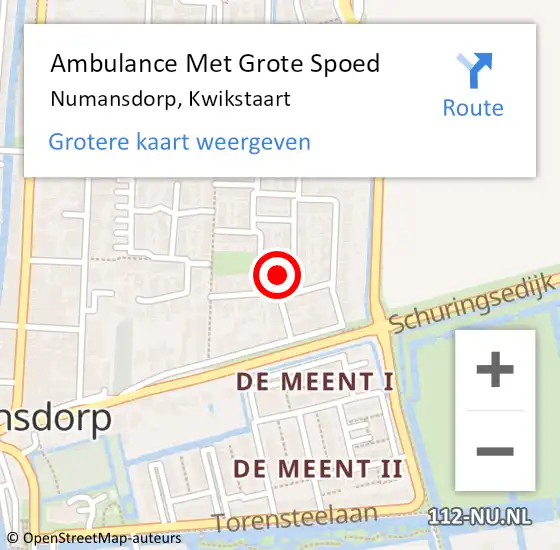 Locatie op kaart van de 112 melding: Ambulance Met Grote Spoed Naar Numansdorp, Kwikstaart op 23 september 2022 23:09