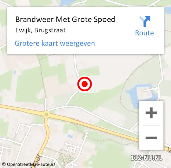 Locatie op kaart van de 112 melding: Brandweer Met Grote Spoed Naar Ewijk, Brugstraat op 23 september 2022 23:37