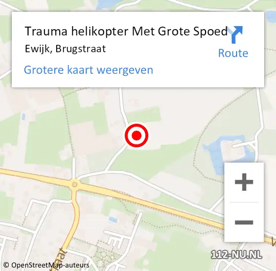 Locatie op kaart van de 112 melding: Trauma helikopter Met Grote Spoed Naar Ewijk, Brugstraat op 23 september 2022 23:38