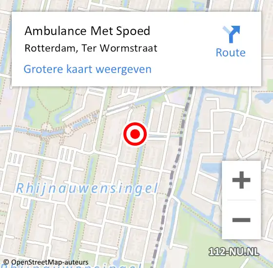 Locatie op kaart van de 112 melding: Ambulance Met Spoed Naar Rotterdam, Ter Wormstraat op 23 september 2022 23:53