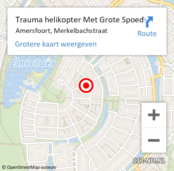 Locatie op kaart van de 112 melding: Trauma helikopter Met Grote Spoed Naar Amersfoort, Merkelbachstraat op 24 september 2022 00:58