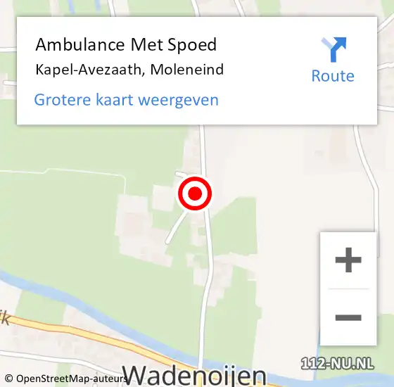 Locatie op kaart van de 112 melding: Ambulance Met Spoed Naar Kapel-Avezaath, Moleneind op 24 september 2022 01:48