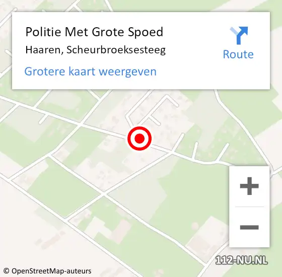 Locatie op kaart van de 112 melding: Politie Met Grote Spoed Naar Haaren, Scheurbroeksesteeg op 24 september 2022 01:59