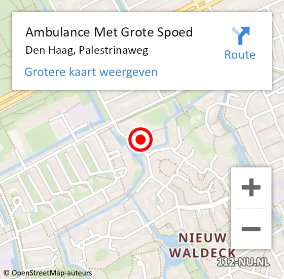 Locatie op kaart van de 112 melding: Ambulance Met Grote Spoed Naar Den Haag, Palestrinaweg op 24 september 2022 02:38