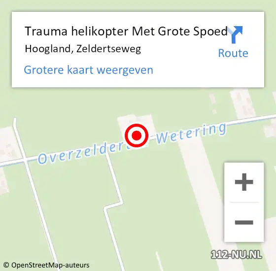 Locatie op kaart van de 112 melding: Trauma helikopter Met Grote Spoed Naar Hoogland, Zeldertseweg op 24 september 2022 03:48