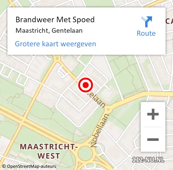 Locatie op kaart van de 112 melding: Brandweer Met Spoed Naar Maastricht, Gentelaan op 24 september 2022 04:31