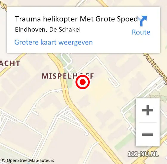 Locatie op kaart van de 112 melding: Trauma helikopter Met Grote Spoed Naar Eindhoven, De Schakel op 24 september 2022 07:14