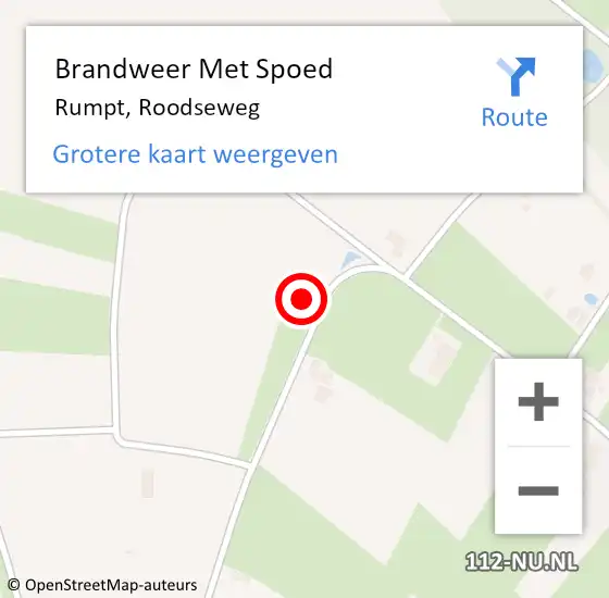 Locatie op kaart van de 112 melding: Brandweer Met Spoed Naar Rumpt, Roodseweg op 24 september 2022 07:46