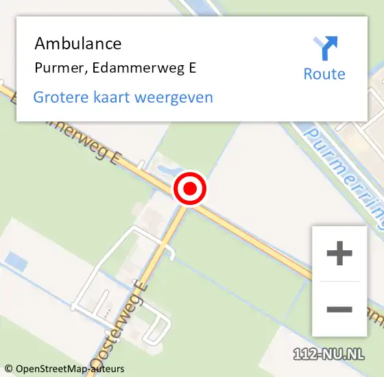 Locatie op kaart van de 112 melding: Ambulance Purmer, Edammerweg E op 24 september 2022 08:33