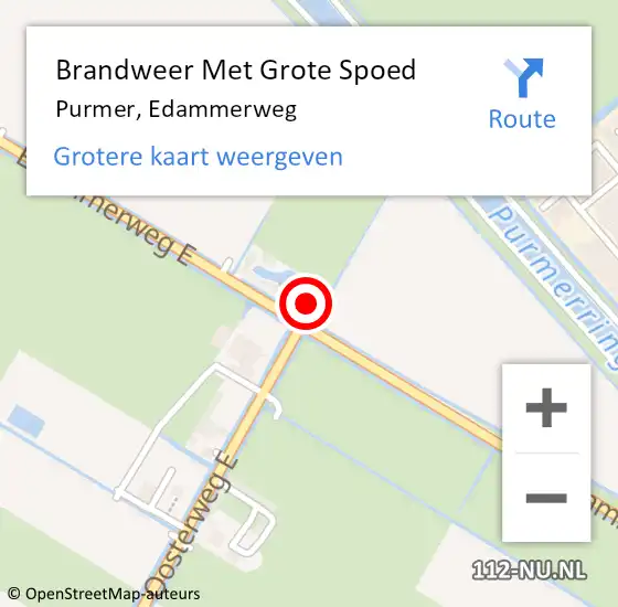 Locatie op kaart van de 112 melding: Brandweer Met Grote Spoed Naar Purmer, Edammerweg E op 24 september 2022 08:33