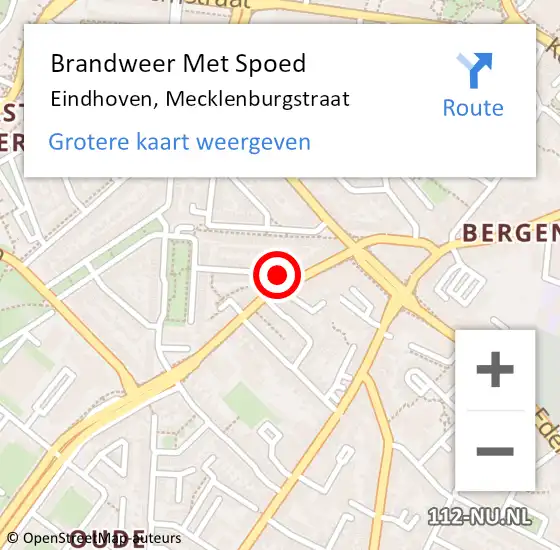 Locatie op kaart van de 112 melding: Brandweer Met Spoed Naar Eindhoven, Mecklenburgstraat op 24 september 2022 08:34
