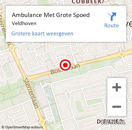 Locatie op kaart van de 112 melding: Ambulance Met Grote Spoed Naar Veldhoven op 24 september 2022 08:47