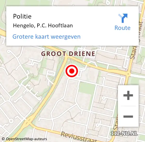 Locatie op kaart van de 112 melding: Politie Hengelo, P.C. Hooftlaan op 24 september 2022 09:26