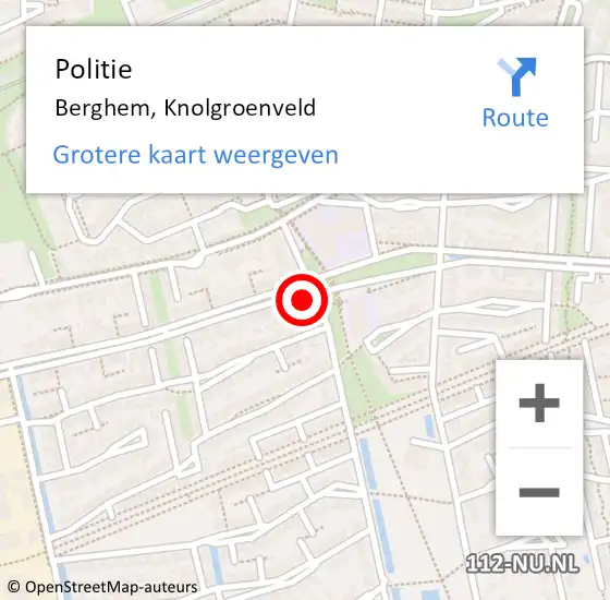 Locatie op kaart van de 112 melding: Politie Berghem, Knolgroenveld op 24 september 2022 09:48