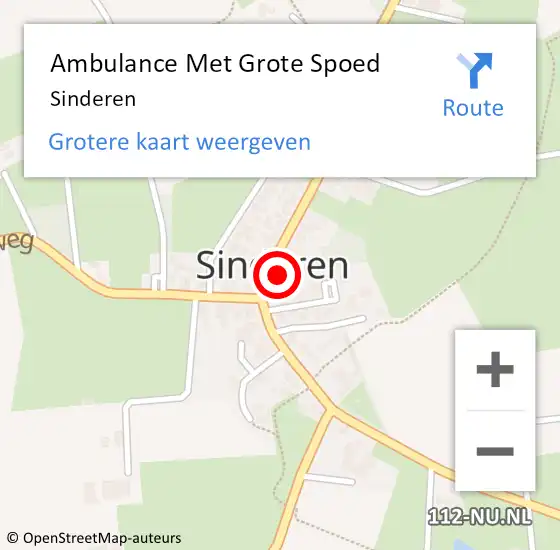 Locatie op kaart van de 112 melding: Ambulance Met Grote Spoed Naar Sinderen op 24 september 2022 09:50