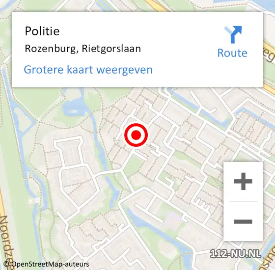 Locatie op kaart van de 112 melding: Politie Rozenburg, Rietgorslaan op 24 september 2022 10:21