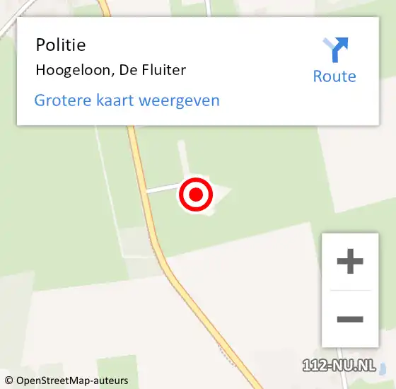 Locatie op kaart van de 112 melding: Politie Hoogeloon, De Fluiter op 24 september 2022 10:24