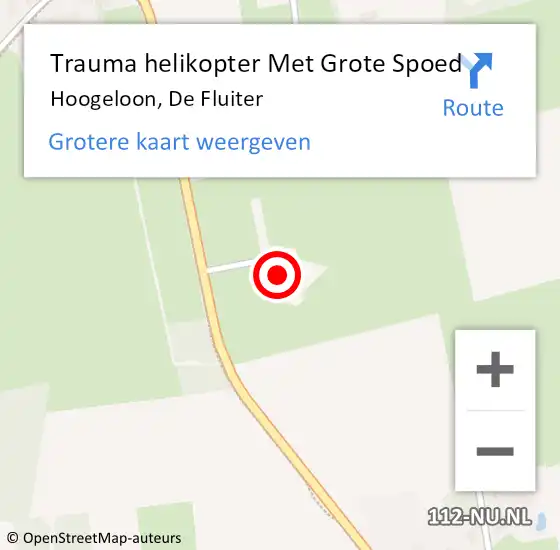 Locatie op kaart van de 112 melding: Trauma helikopter Met Grote Spoed Naar Hoogeloon, De Fluiter op 24 september 2022 10:29