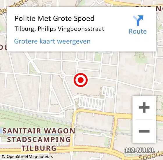 Locatie op kaart van de 112 melding: Politie Met Grote Spoed Naar Tilburg, Philips Vingboonsstraat op 24 september 2022 10:47