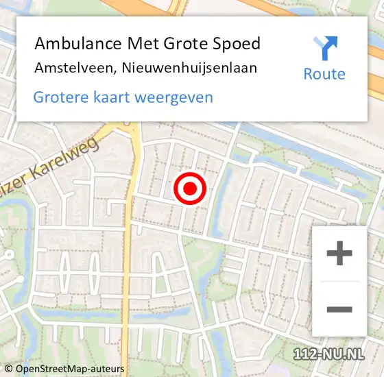 Locatie op kaart van de 112 melding: Ambulance Met Grote Spoed Naar Amstelveen, Nieuwenhuijsenlaan op 24 september 2022 10:59