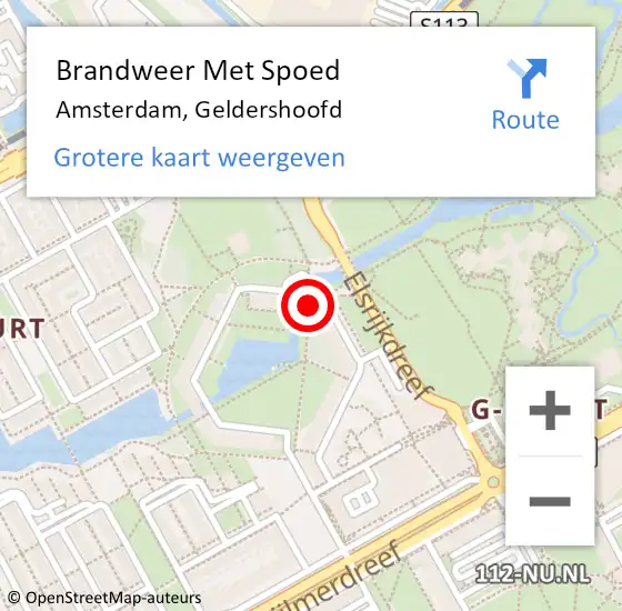 Locatie op kaart van de 112 melding: Brandweer Met Spoed Naar Amsterdam-Zuidoost, Geldershoofd op 24 september 2022 11:02