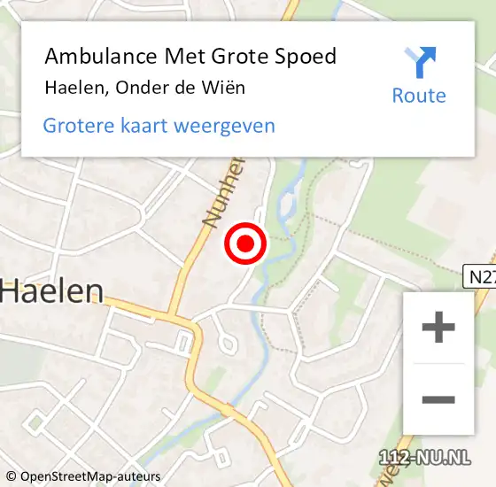 Locatie op kaart van de 112 melding: Ambulance Met Grote Spoed Naar Haelen, Onder de Wiën op 24 september 2022 11:08