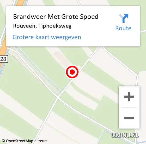 Locatie op kaart van de 112 melding: Brandweer Met Grote Spoed Naar Rouveen, Tiphoeksweg op 24 september 2022 11:11