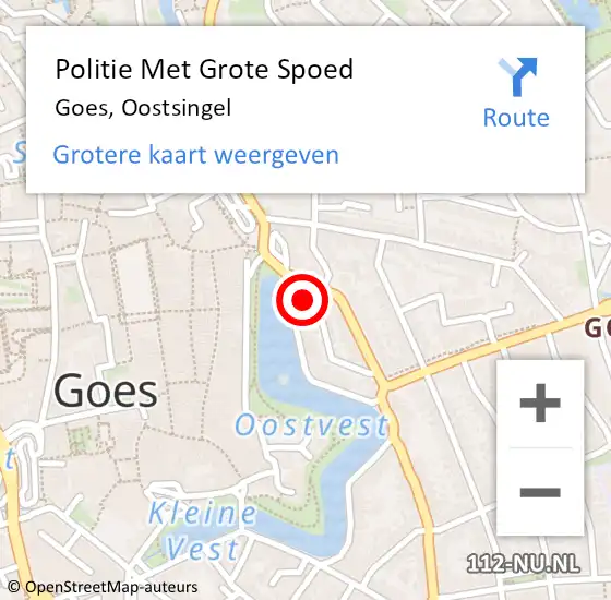 Locatie op kaart van de 112 melding: Politie Met Grote Spoed Naar Goes, Oostsingel op 24 september 2022 11:26